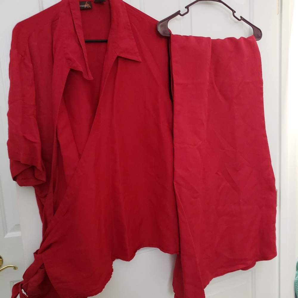 Wrap top and long skirt